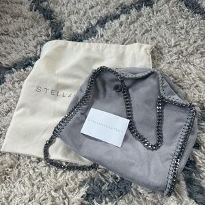 EUGC Stella McCartney Gray Suede Fold-Over Chain Tote with Gunmetal
